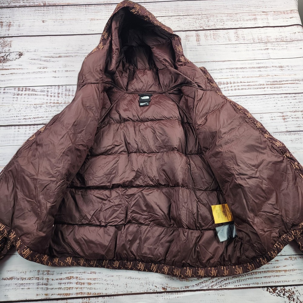 The North Face Hydrenalite Down Hoodie Womens XL Brown TNF Monogram 600 Fill - Picture 3 of 9